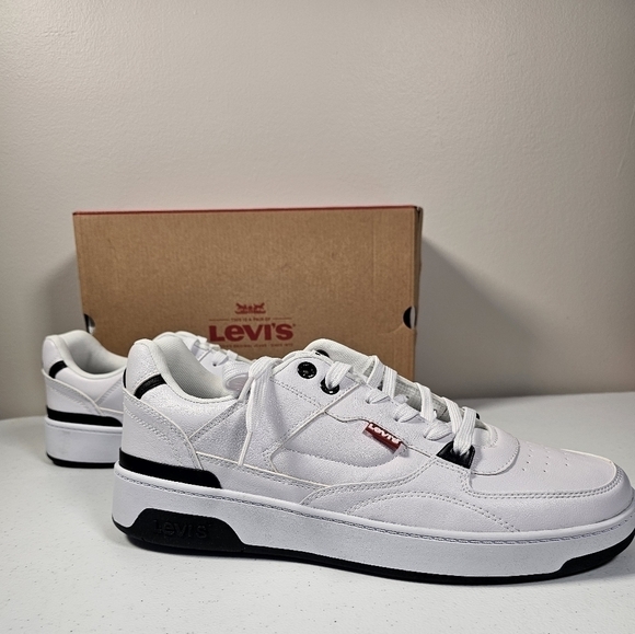 Levi's Mens 521 Mod Lo Pebbled Sneakers Low Top Casual White Black Size 12M - Picture 8 of 16